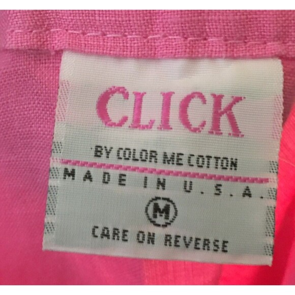 Click CMC Top Women's Size Medium Pink 3/4 Sleeve Button Up Color Me Cotton - Picture 7 of 7